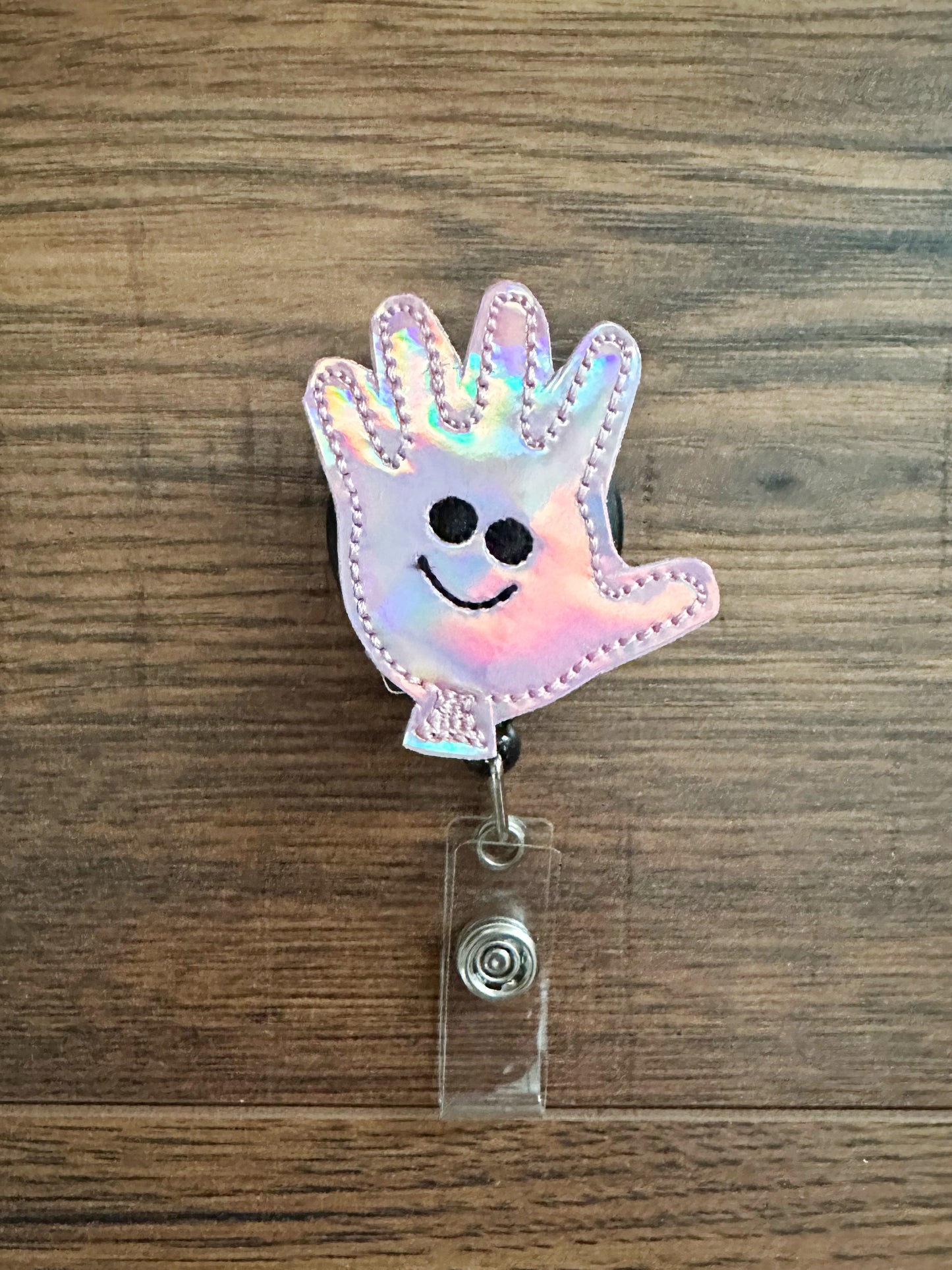 Happy face gloves badge reels