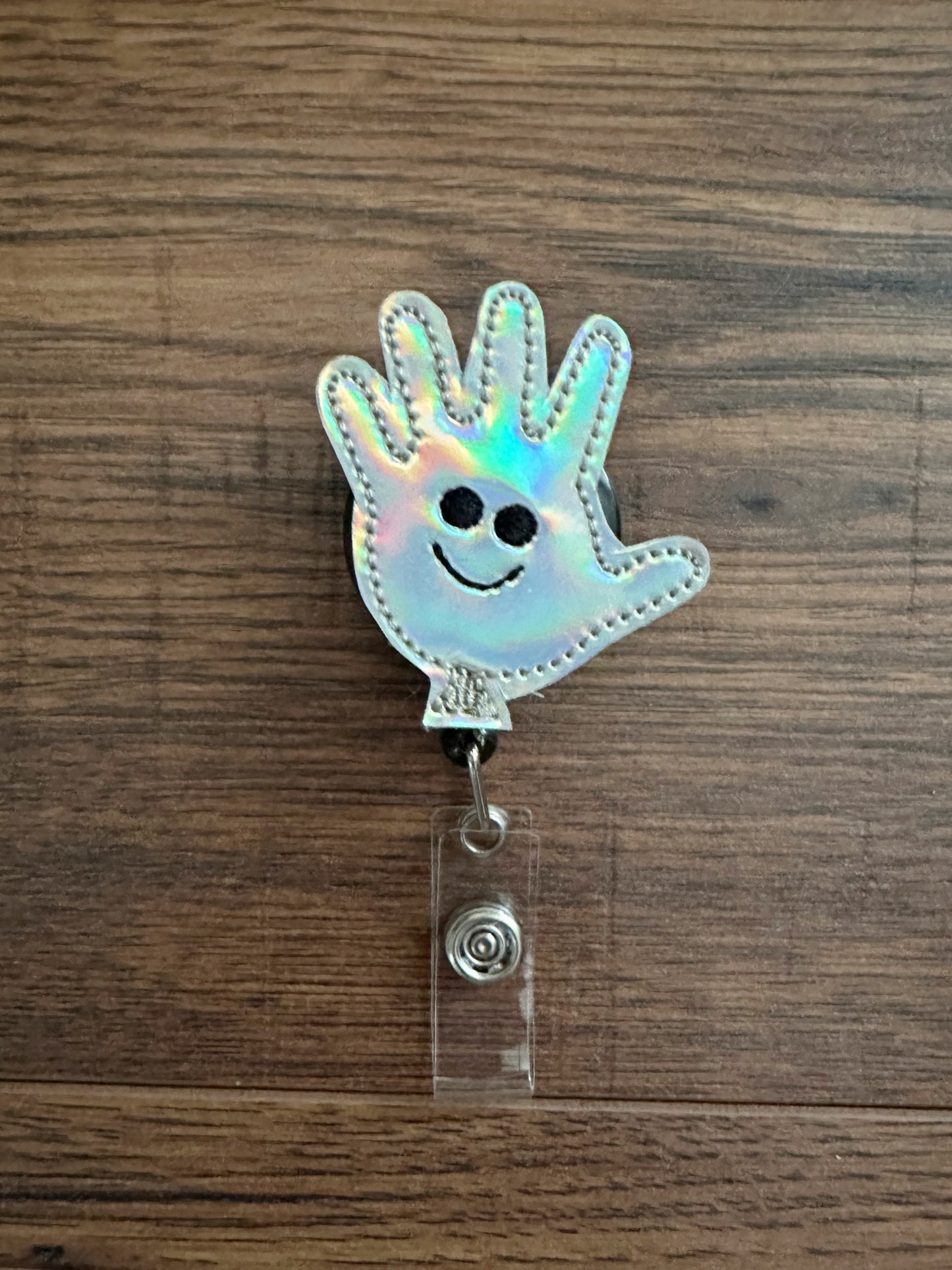 Happy face gloves badge reels