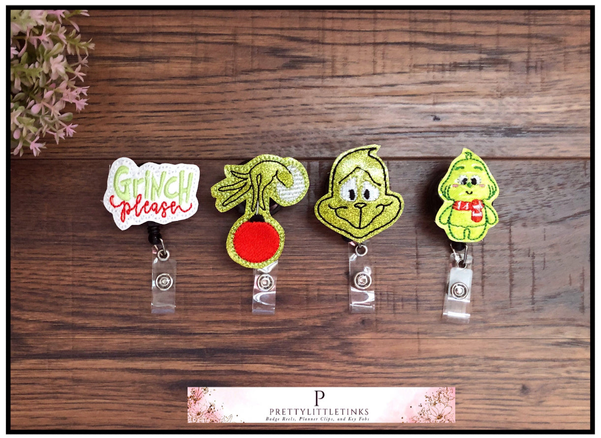 Grinch Christmas badge reels