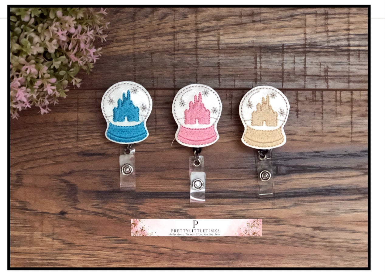 Snow globe castle Badge Reels